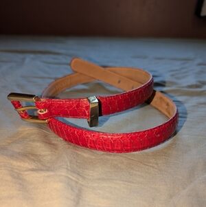 Axiom Snakeskin Leather Belt With Gold Tone Hardware 31”